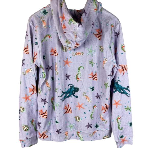 Hill House The Allie Zip Up Sea Creatures Terry Cloth Hoodie Size Small - Picture 3 of 10